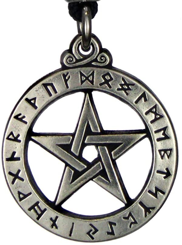 Soloman Pentant~Pewter Small Rune Alphabet Pentacle Pentagram Pendant