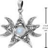 Sterling Silver Moon Phase Pentagram Pendant with Natural Rainbow Moonstone