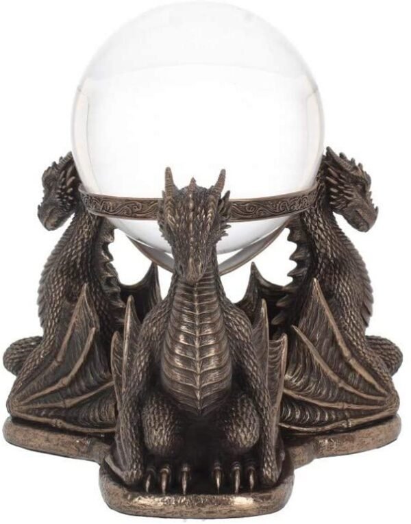 Fantasy Collection~ Dragons Prophecy Crystal Ball Holder 18.5cm Bronze, Resin