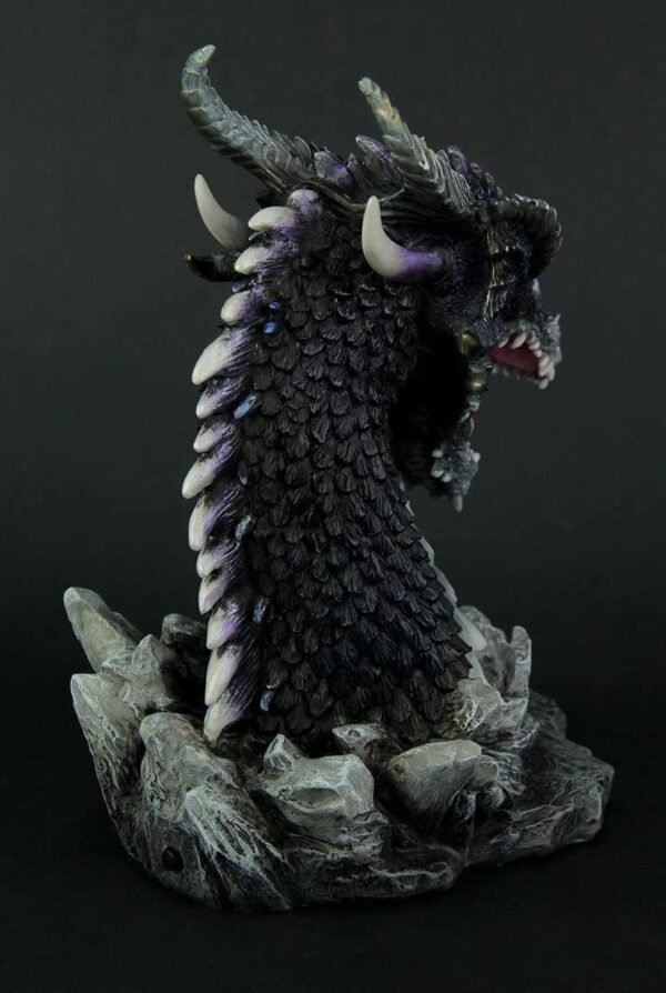 Magicun  Collection~Hand Painted Obsidian Dragon Bust Statue with LED Lights