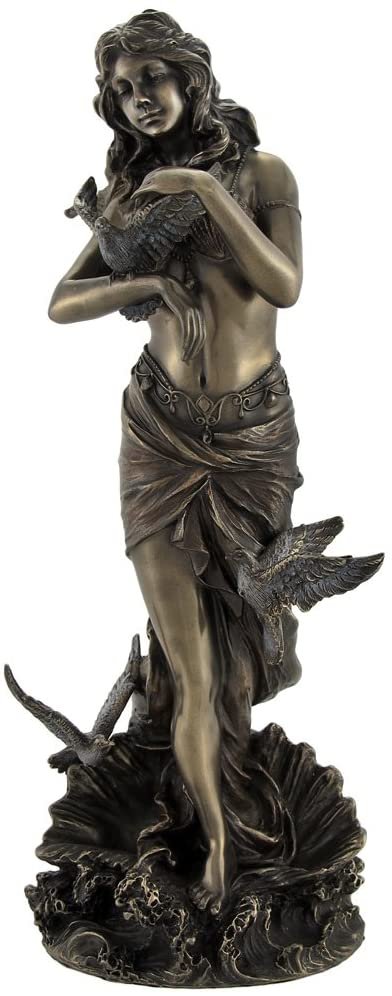 Magic  Collection~Bronzed Aphrodite with Doves on Scallop Shell Statue
