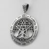 Sterling Silver Extra Large Cut Out Tree Pentacle Pendant