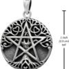 Sterling Silver Tree Pentacle Pentagram Pendant; 1 Inch Diameter