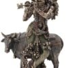 Magic  Collection~10.5 Inch Hindu God Krishna and The Holy Cow Antique Bronze Finish Sculpture Figurine