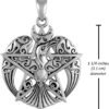 Sterling Silver Large Crescent Raven Pentacle Pentagram Pendant; 1.25 Inch Diameter