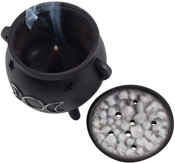 Green Tree Triple Moon Cauldron Incense Holder