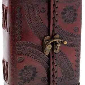 Witchcraft~Handmade Large 8" Embossed Leather Bound Journal with lock Genuine Brown Antique Old personal Diary notebook journal Men Women Hand embossed