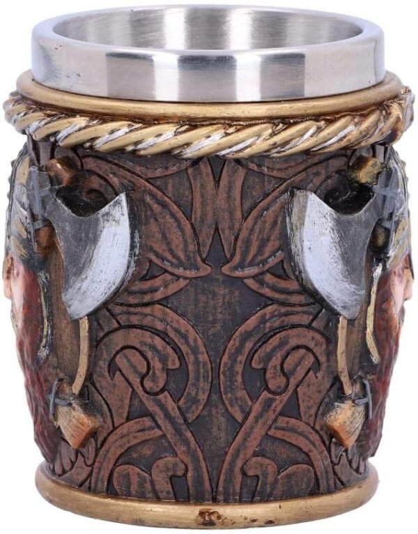 Mythology Collection~ Drakkar Viking Dragon Boat Shot Glass, Resin w/stainless steel insert, Brown, 7cm