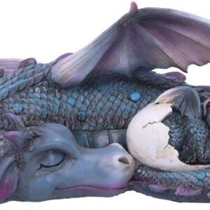 Nemesis Now U4940R0 Little Dream Blue Dragon and Hatchling Sleeping Figurine, Polyresin, 20.3cm