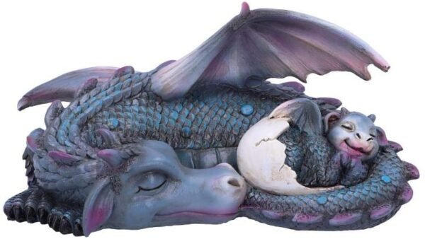 Nemesis Now U4940R0 Little Dream Blue Dragon and Hatchling Sleeping Figurine, Polyresin, 20.3cm