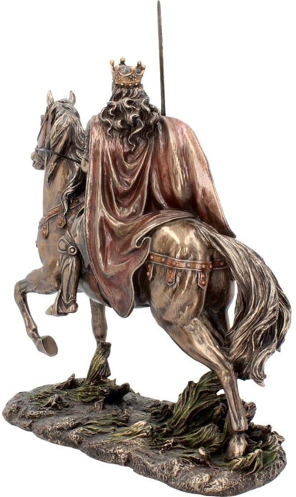 Mythology Collection~ Cold Cast Bronze King Arthur Knight and Horse Figurine 30 Centimeter