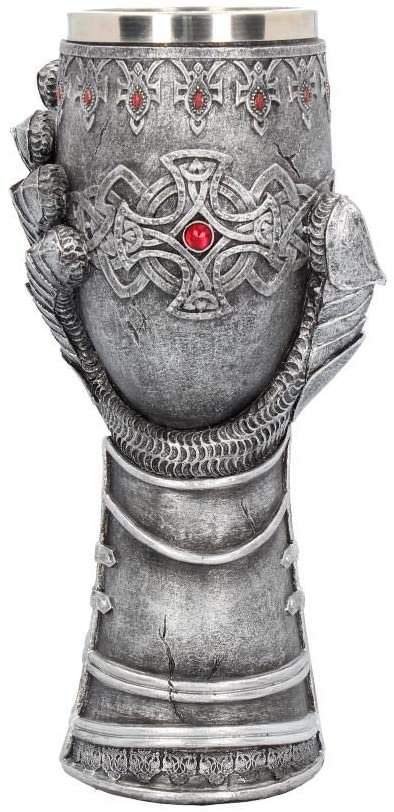 Mythology Collection~ B1179D5 Gauntlet Goblet 23cm Grey, Resin w/Stainless Steel Insert