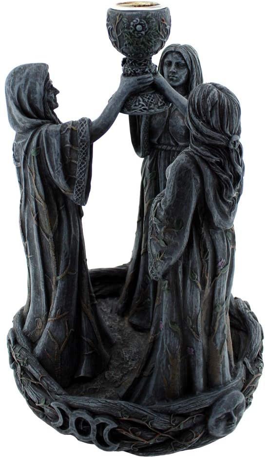 Magicun N.Giftware~Mother Maiden & Crone Backflow Incense Burner 18cm Black, Resin