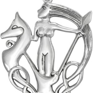 61joYhge-lL._AC_SL1200 Sterling Silver Celtic Knot Morrigan Irish Goddess Pendant with Natural Rainbow Moonstone