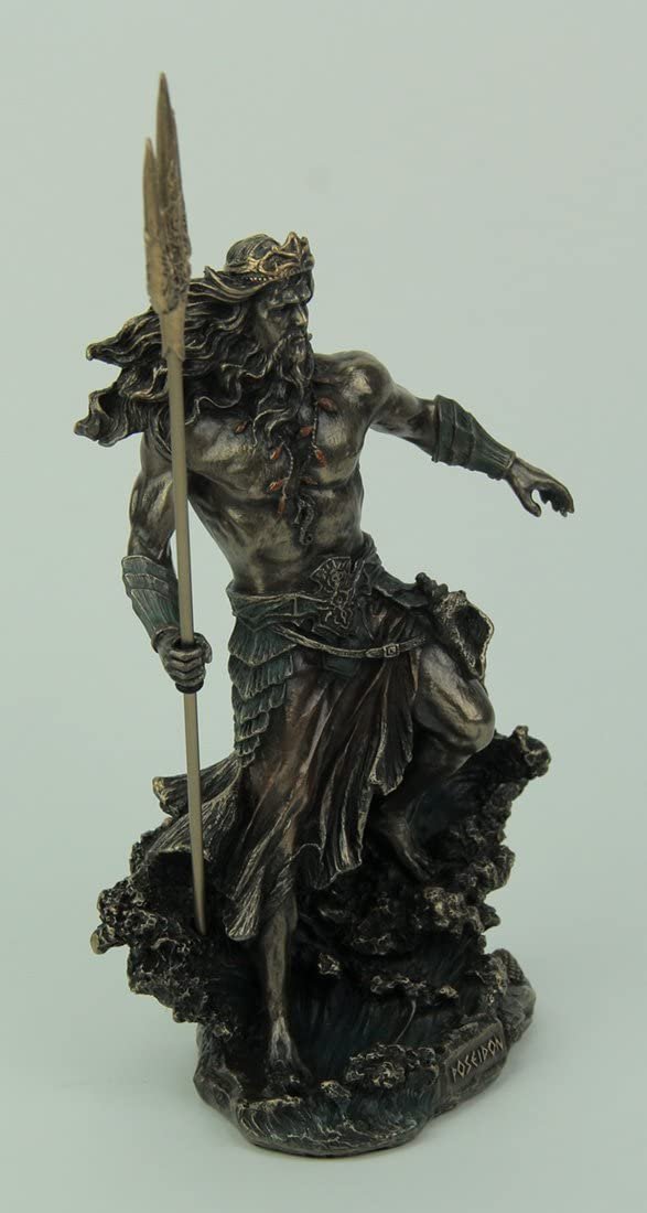 Magic  Collection~Greek God Poseidon Standing Over Crashing Waves Statue