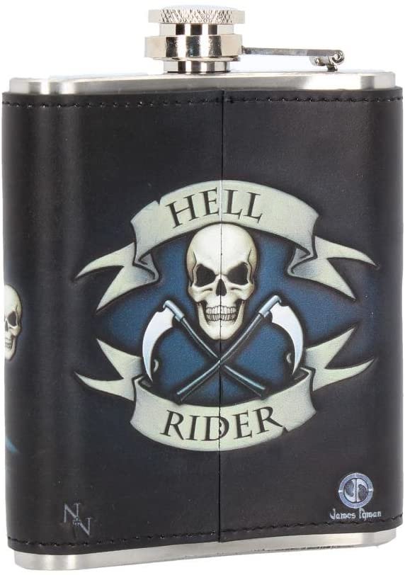 Magicun N.Giftware~Hell Rider James Ryman Hip Flask 13cm Blue