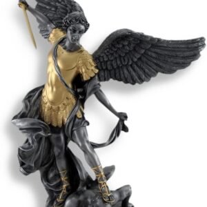 Magicun  Collection~Pewter and Gold Finish St. Michael Defeating Lucifer Statue