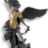 Magic  Collection~Pewter and Gold Finish St. Michael Defeating Lucifer Statue