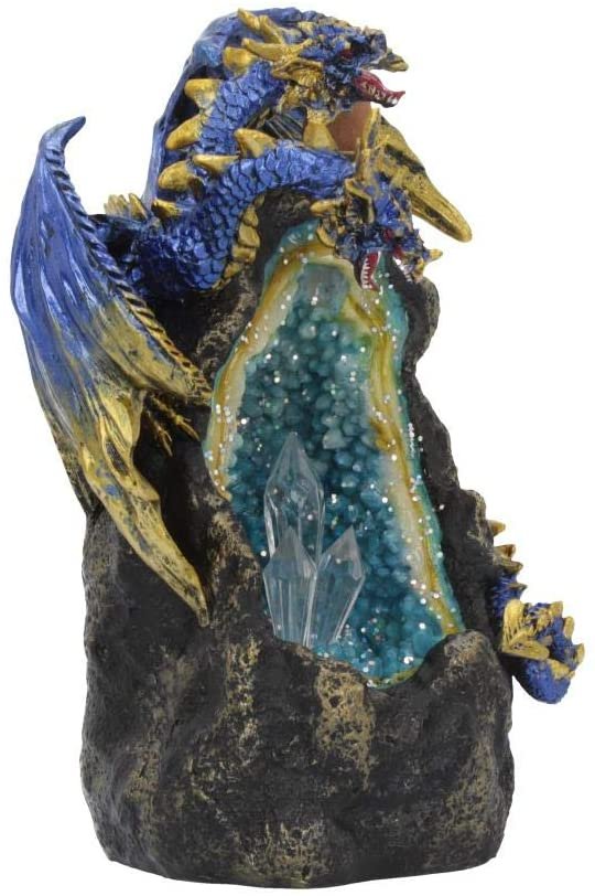 Fantasy Collection~ U4115M8 Azure Geode Backflow Incense Burner 21cm Blue