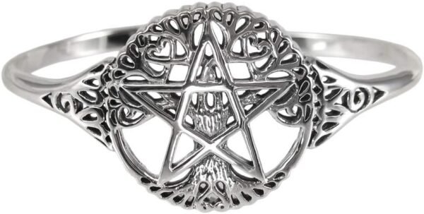 Sterling Silver Tree Pentacle Pentagram Bracelet
