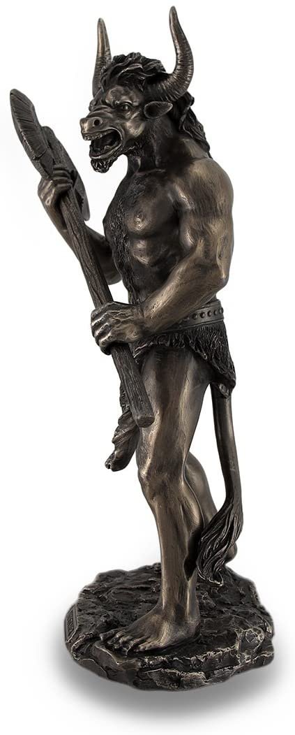 Magicun  Collection~Bronze Finished Minotaur with Labrys Statue Greek Mythology