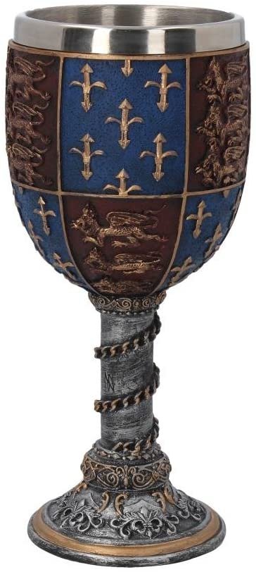 Mythology Collection~ C0702B4 Medieval Goblet 17.5cm Grey, Resin w/Stainless Steel Insert