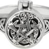 Sterling Silver Moon Pentacle Poison Locket Ring (sizes 5-12)