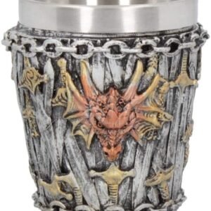 Fantasy Collection~ Dragon Kingdom Set of 4, Shot Glasses 6.5cm Silver, Resin w/Stainless Steel Insert