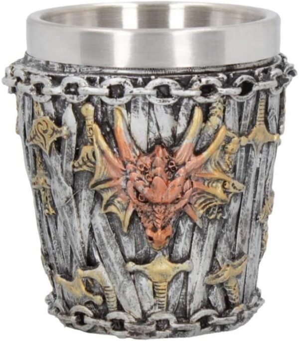 Fantasy Collection~ Dragon Kingdom Set of 4, Shot Glasses 6.5cm Silver, Resin w/Stainless Steel Insert