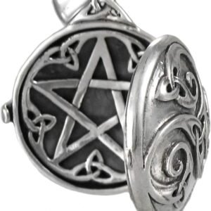 Dryad Design Sterling Silver Celtic Swirl with Hidden Pentacle Pentagram Locket
