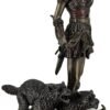 Magic  Collection~Resin Statues Skadi Norse Giantess Ski Goddess Of Winter And Mountains With Wolves Statue 8 X 10.5 X 7 Inches Bronze