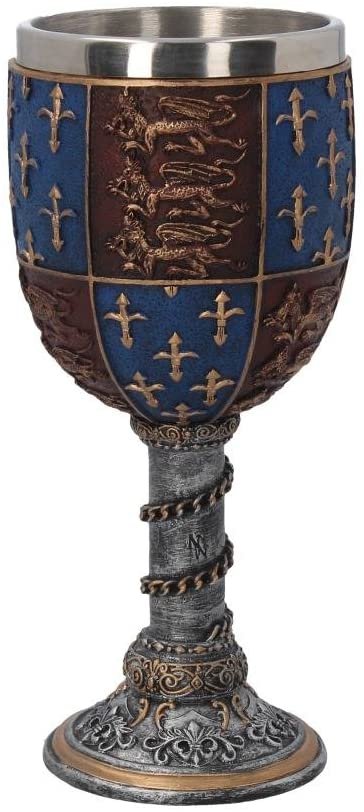Mythology Collection~ C0702B4 Medieval Goblet 17.5cm Grey, Resin w/Stainless Steel Insert
