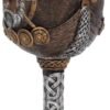 Mythology Collection~ Valhalla Goblet 17cm, Resin w/Stainless Steel Insert, Brown