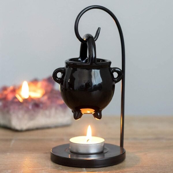 Spirit of Equinox Hanging Cauldron Pagan Oil Burner Witches Witchcraft Home Decor Black Wax Warmer Aroma Diffuser Candle Tea Light