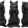Animal Collection~ Three Wise Cats 9.5cm Figurine, Resin, Black
