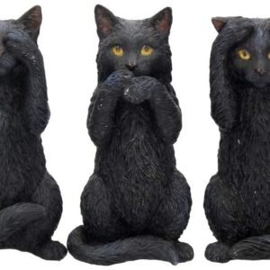 Animal Collection~ Three Wise Cats 9.5cm Figurine, Resin, Black