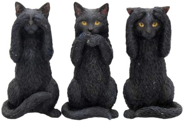 Animal Collection~ Three Wise Cats 9.5cm Figurine, Resin, Black