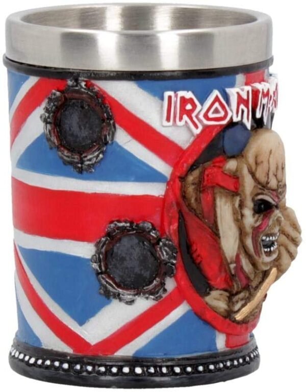 Band Merchandise~ B4126M8 Iron Maiden Shot Glass 7cm Blue, Resin w/Stainless Steel Insert