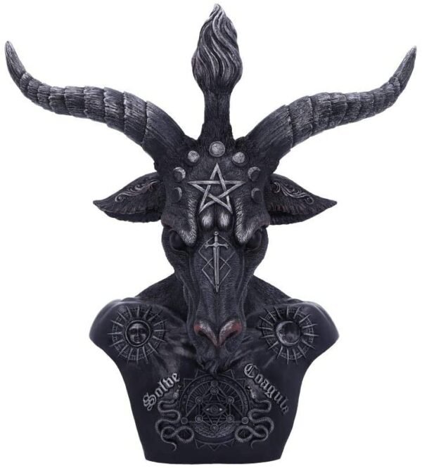 Dark Collection~Celestial Black and Silver Baphomet Bust, Polyresin, 33cm