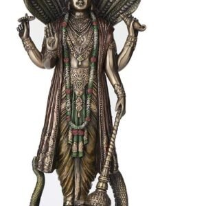 Magic  Collection~12.5 Inch Hindu God Shesha Vishnu Antique Bronze Finish Hand Painted Figurine Statue