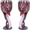 Magicun N.Giftware~Devotion Twin Dragon Heart Set of Two Goblets, Red, 18.5cm