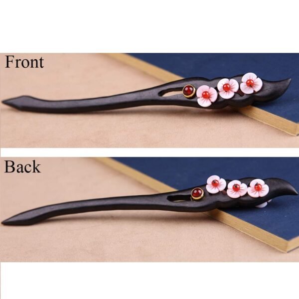 TOP SEWING Ebony Double-faced Jade Sword Hairpins Handmade Carved Wooden Hair Sticks for Women Chinese Hair Chopsticks for Long hair A