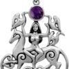 Sterling Silver Celtic Rhiannon Horse Goddess Pendant with Natural Amethyst