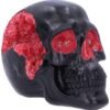 Dark Collection~Geode Black Red Gothic Glitter Skull Figurine, Polyresin, 17cm