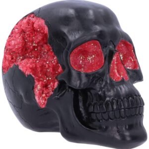 Dark Collection~Geode Black Red Gothic Glitter Skull Figurine, Polyresin, 17cm