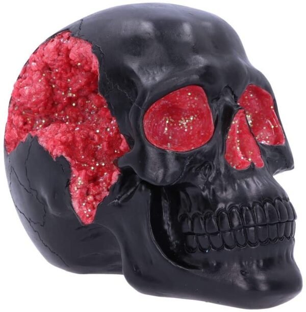 Dark Collection~Geode Black Red Gothic Glitter Skull Figurine, Polyresin, 17cm