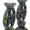 Magicun N.Giftware~Black Wiccan Pentagram Candlesticks (Set of Two) Candle Holder 15cm, us:one Size