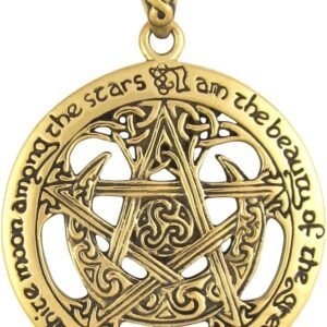Bronze Extra Large Cut Out Moon Pentacle Pentagram Pendant