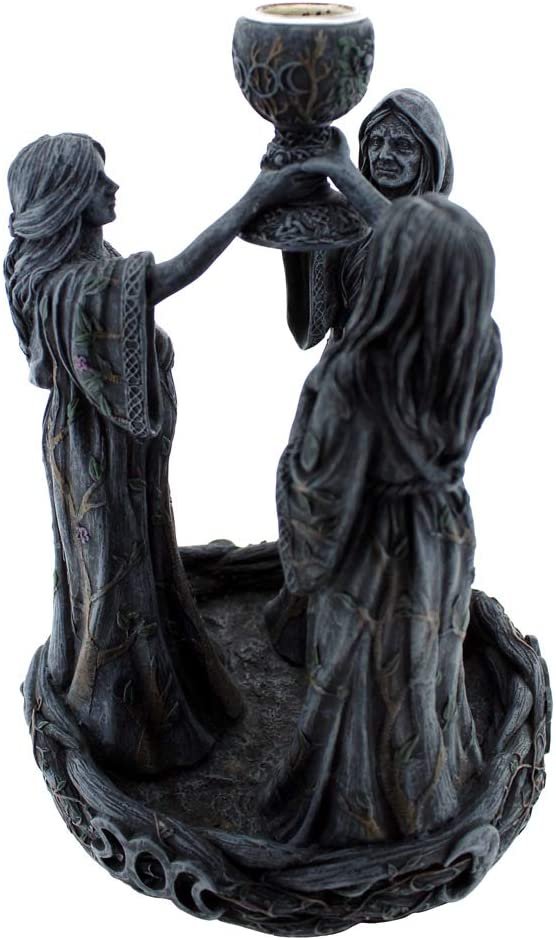 Magicun N.Giftware~Mother Maiden & Crone Backflow Incense Burner 18cm Black, Resin