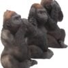 Animal Collection~ H3523J7 Three Wise Gorillas Figurine 13.5cm Black